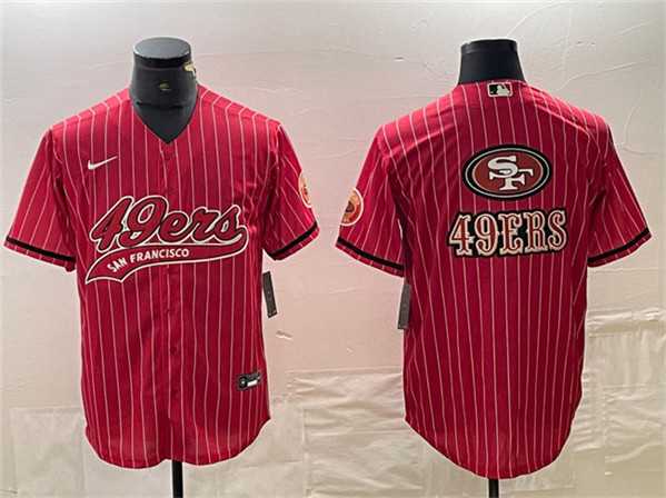 Men%27s San Francisco 49ers Red Team Big Logo With Patch Cool Base Stitched Baseball Jersey->tampa bay buccaneers->NFL Jersey
